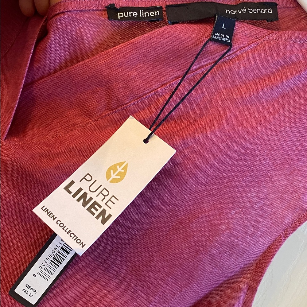 Harve Benard Pure Linen Blush Red Sleeveless Tank Top NWTs - Picture 9 of 10